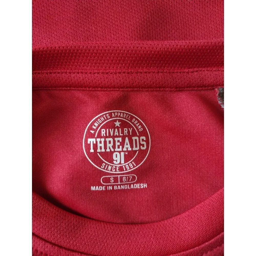 Rivalry Threads Kids S/C Graphic T-Shirt Red & Gray S/6-7 Cotton. NWT
